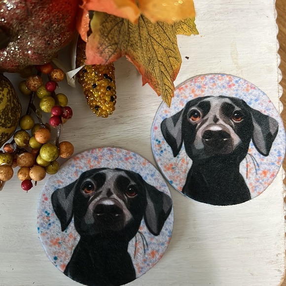 2pcs Labrador Dog Absorbent Car Cup Holder Coaster Mats - Car Accessory - Picture 3 of 3